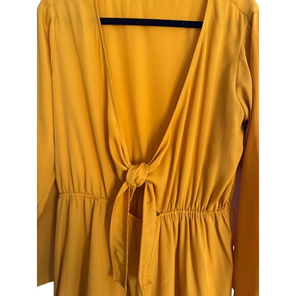 2/$25 Boohoo 14 Deep Mustard Yellow Long Sleeve Jumpsuit Polyester - Picture 4 of 16